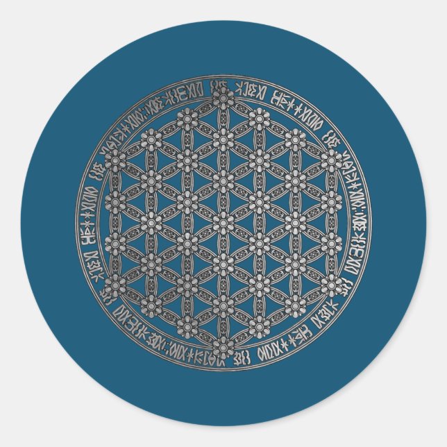 Sticker Rond Fleur De Vie Géométrie Sacrée Psychédélique (Devant)