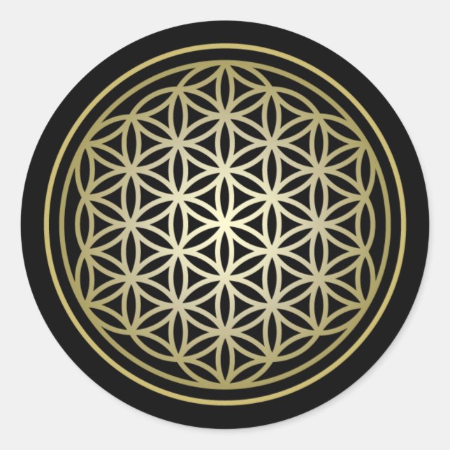 Sticker Rond Fleur de vie - Gold Version 2 (Devant)