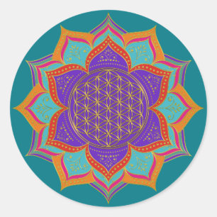 Sticker Rond Fleur de vie - LOTUS ornements or I