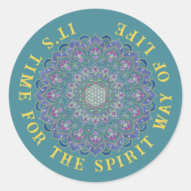 Sticker Rond Fleur De Vie - Mandala India Style 1 (Devant)