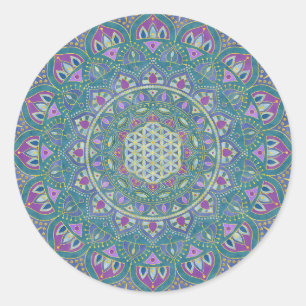 Sticker Rond Fleur De Vie - Mandala India Style 1