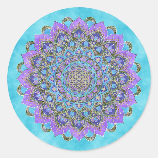 Sticker Rond Fleur De Vie - Mandala India Style 2 (Devant)