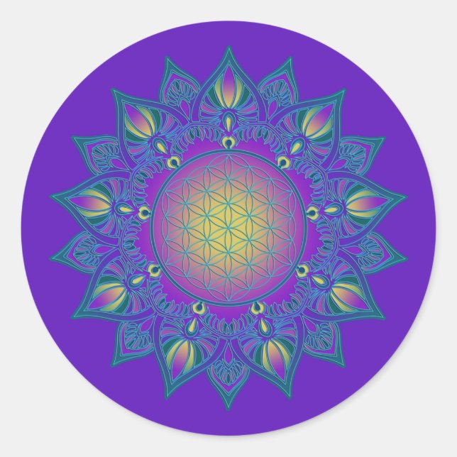 Sticker Rond Fleur De Vie - Mandala Indien 3 (Devant)