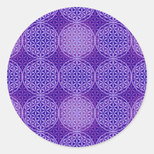 Sticker Rond Fleur de vie - motif de timbre - violet