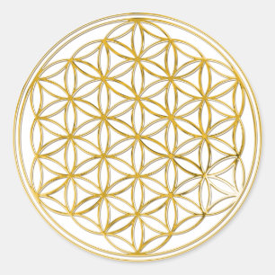 Sticker Rond Fleur De Vie   or, petit