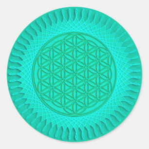 Sticker Rond Fleur de vie - soleil - motif continu 2