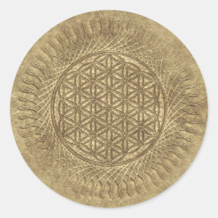 Sticker Rond Fleur de vie - soleil - motif continu 4