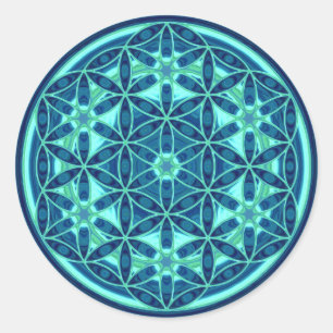 Sticker Rond Fleur De Vie - Style Bouton 01