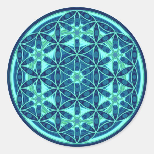 Sticker Rond Fleur De Vie - Style Bouton 01 (Devant)