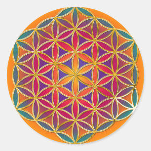 Sticker Rond Fleur De Vie - Style Bouton 03