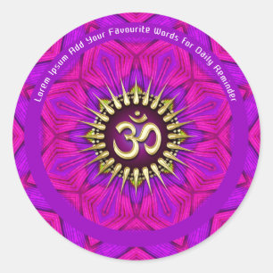 Sticker Rond Fleur d'énergie rose Fuchsia Om Mandala