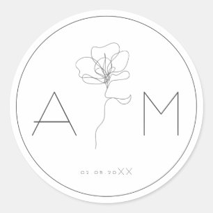 Sticker Rond Fleur dessinée à la main