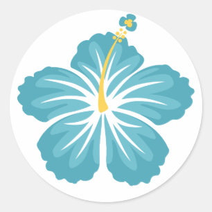 Sticker Rond Fleur d'Hibiscus bleu clair
