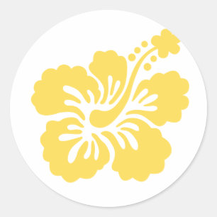 Sticker Rond fleur d'hibiscus jaune 16