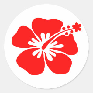Sticker Rond Fleur d'hibiscus rouge