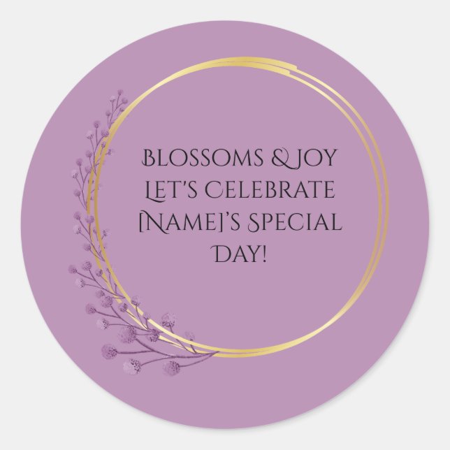Sticker Rond Fleur d'or Fleur d'anniversaire (Devant)