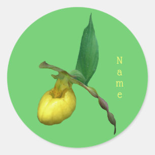 Sticker Rond Fleur d'orchidée à chlipper jaune personnalisée