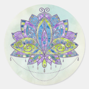Sticker Rond Fleur douce élégante d'aquarelle Lotus/lis