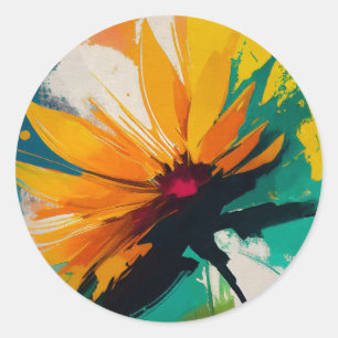 Sticker Rond Fleur énigmatique – une danse de couleur et de mou