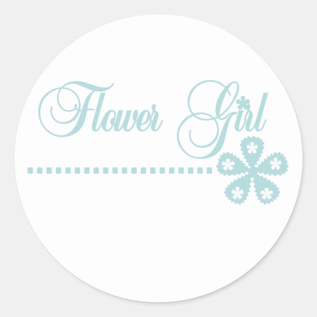 Sticker Rond Fleur Fille Élégance Turquoise (Devant)