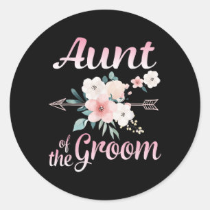 Sticker Rond Fleur Flèche Joyeuse Tante Du Mari De Mariée Groom
