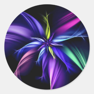 Sticker Rond Fleur fractale colorée