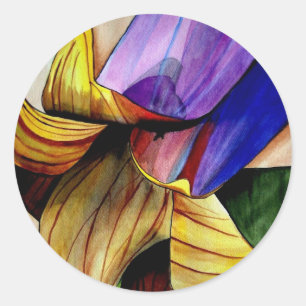 Sticker Rond Fleur Fritillaire violet couleur d'origine art