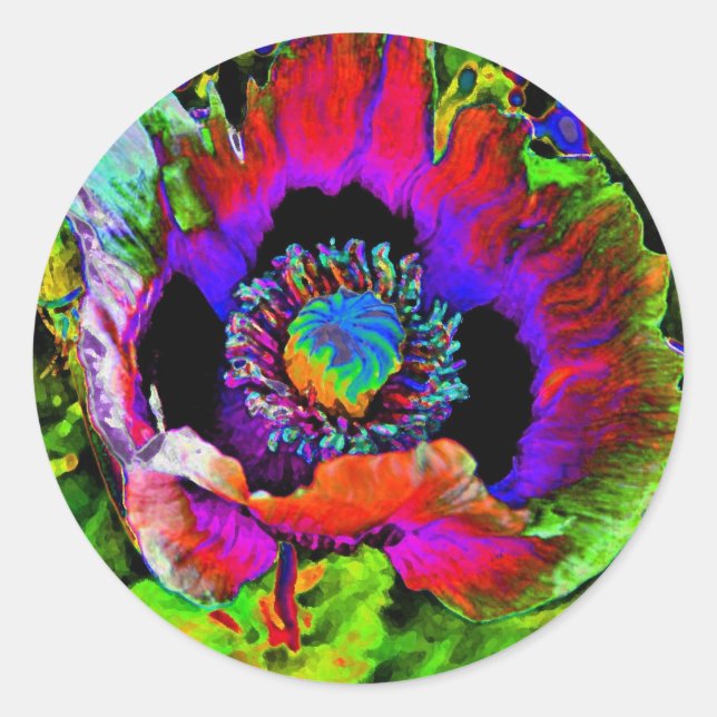 Sticker Rond Fleur funky (Devant)