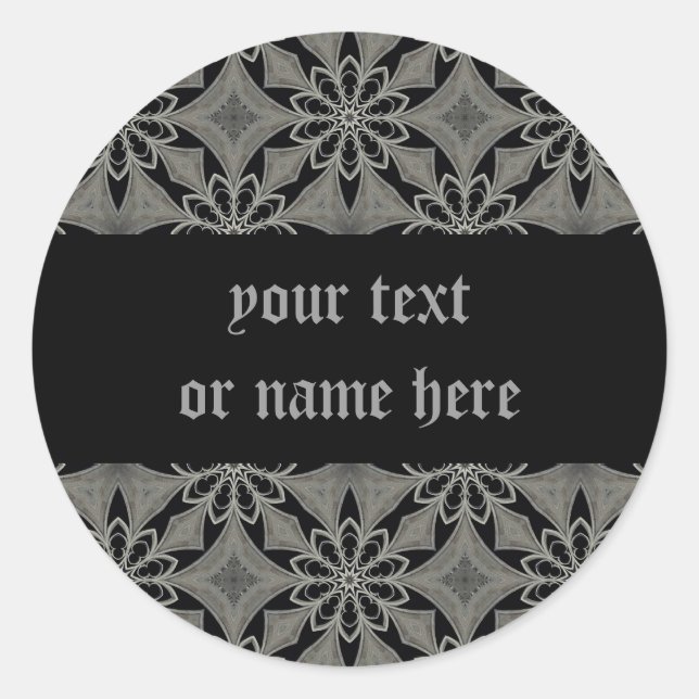 Sticker Rond Fleur gothique médiévale personnalisable (Devant)