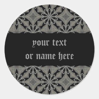 Sticker Rond Fleur gothique médiévale personnalisable