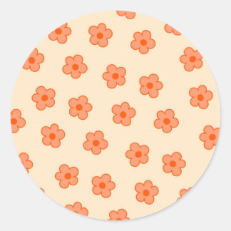 Sticker Rond Fleur Hippie Orange Peach Preppie
