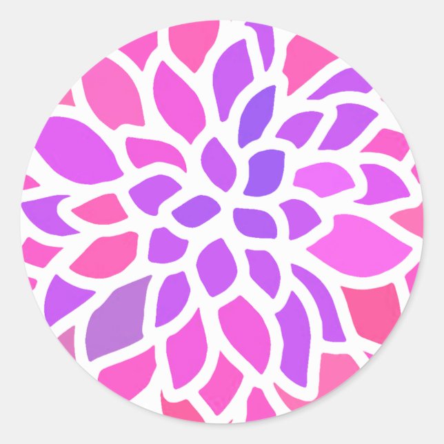 Sticker Rond Fleur Hippie rose Rétro Moderne (Devant)