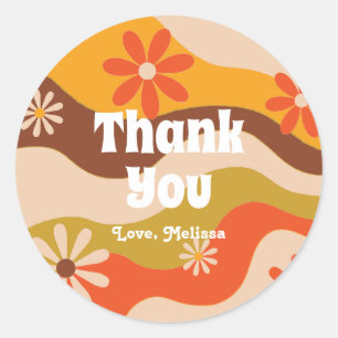 Sticker Rond Fleur hippie Super rétro Sweet 16 Merci