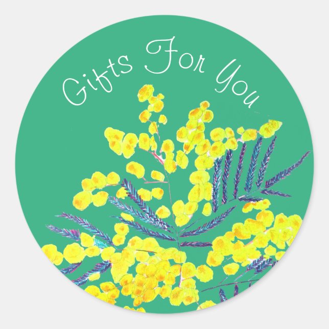 Sticker Rond Fleur jaune design Cadeau marque d'entreprise (Devant)