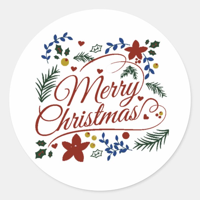 Sticker Rond Fleur Joyeux Noël (Devant)