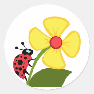 Sticker Rond Fleur Ladybug