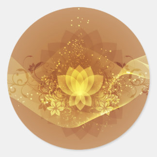Sticker Rond Fleur Lotus Or