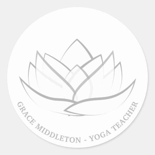 Sticker Rond Fleur Lotus simple et élégante personnalisée (Devant)