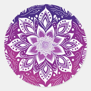 Sticker Rond Fleur Mandala violette