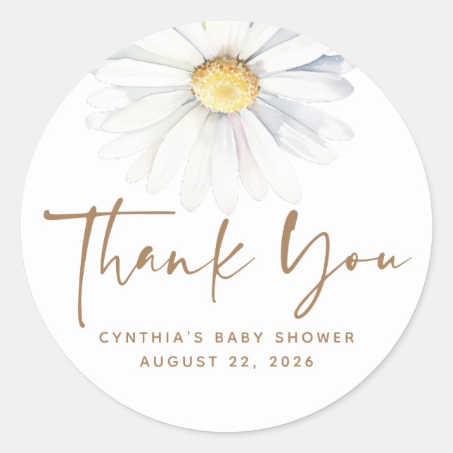 Sticker Rond Fleur marguerite Elégant Cute Blanc Boho (Devant)