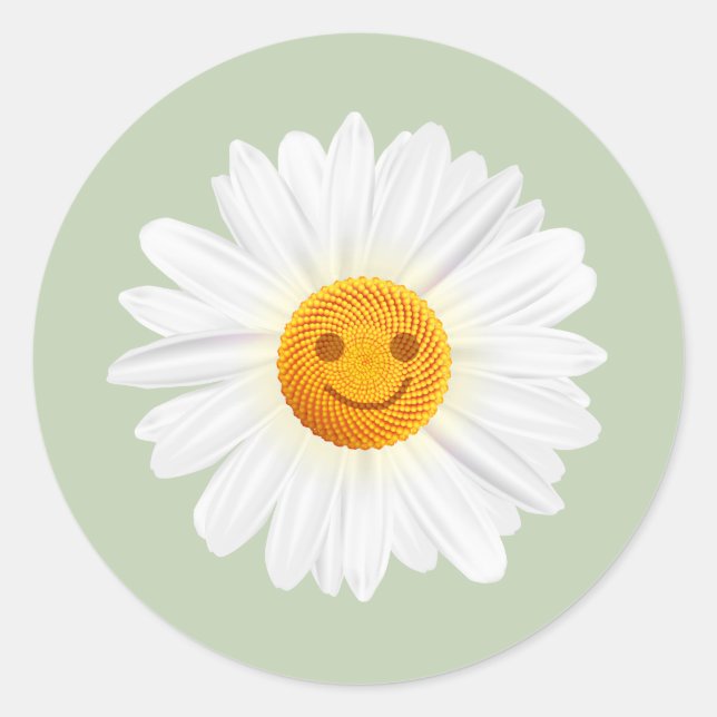 Sticker Rond Fleur marguerite face souriante (Devant)