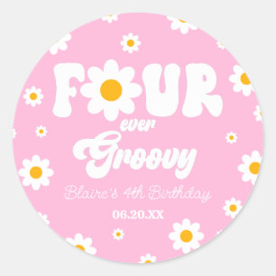 Sticker Rond Fleur marguerite quatre Ever Super 4ème fête d'ann