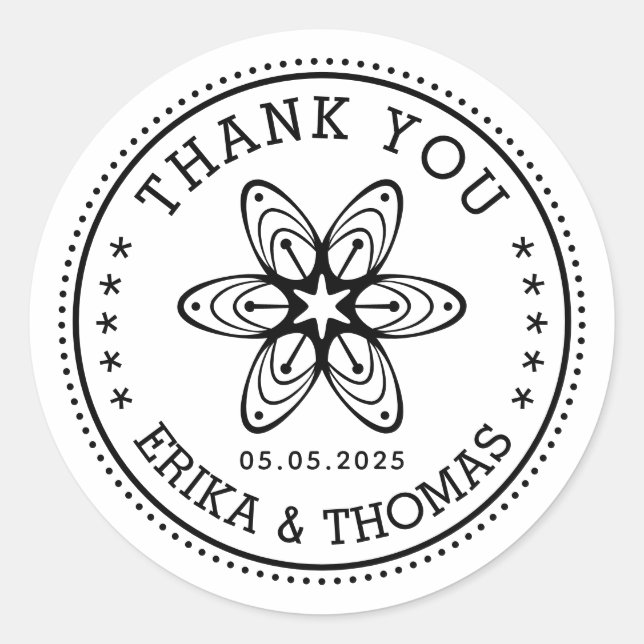Sticker Rond Fleur Mariage minimaliste Merci Mason Jar (Devant)