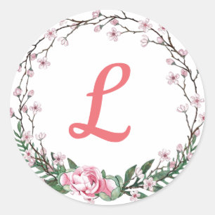 Sticker Rond Fleur Monogramme