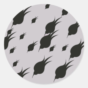 Sticker Rond fleur noire dans les flocons de neige