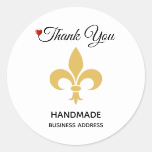 Sticker Rond Fleur personnalisée et texte artisanal en blanc
