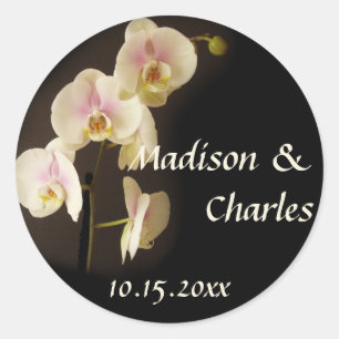 Sticker Rond Fleur phalaenopsis orchidée mariage faveur étiquet