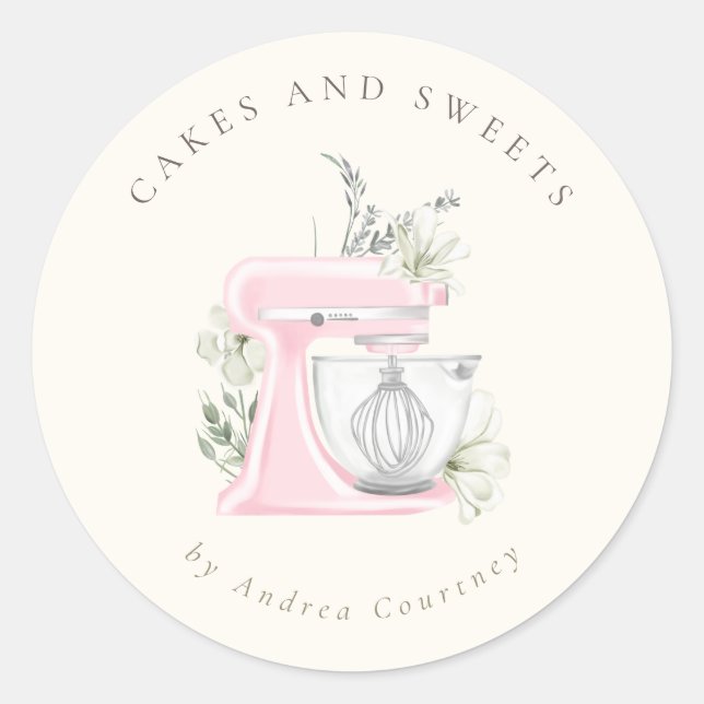 Sticker Rond Fleur Pink boulangerie Pâtisserie Chef Cuisine Mix (Devant)