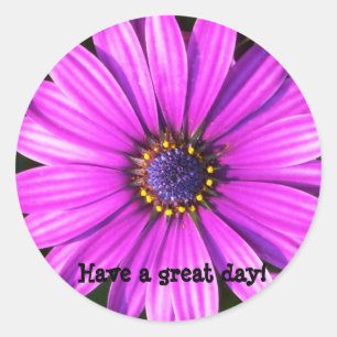 Sticker Rond Fleur pourpre, Bonne journée !