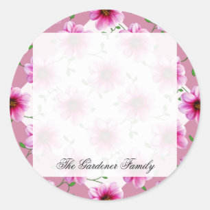 Sticker Rond Fleur romantique de dahlia de rose de jardin sur